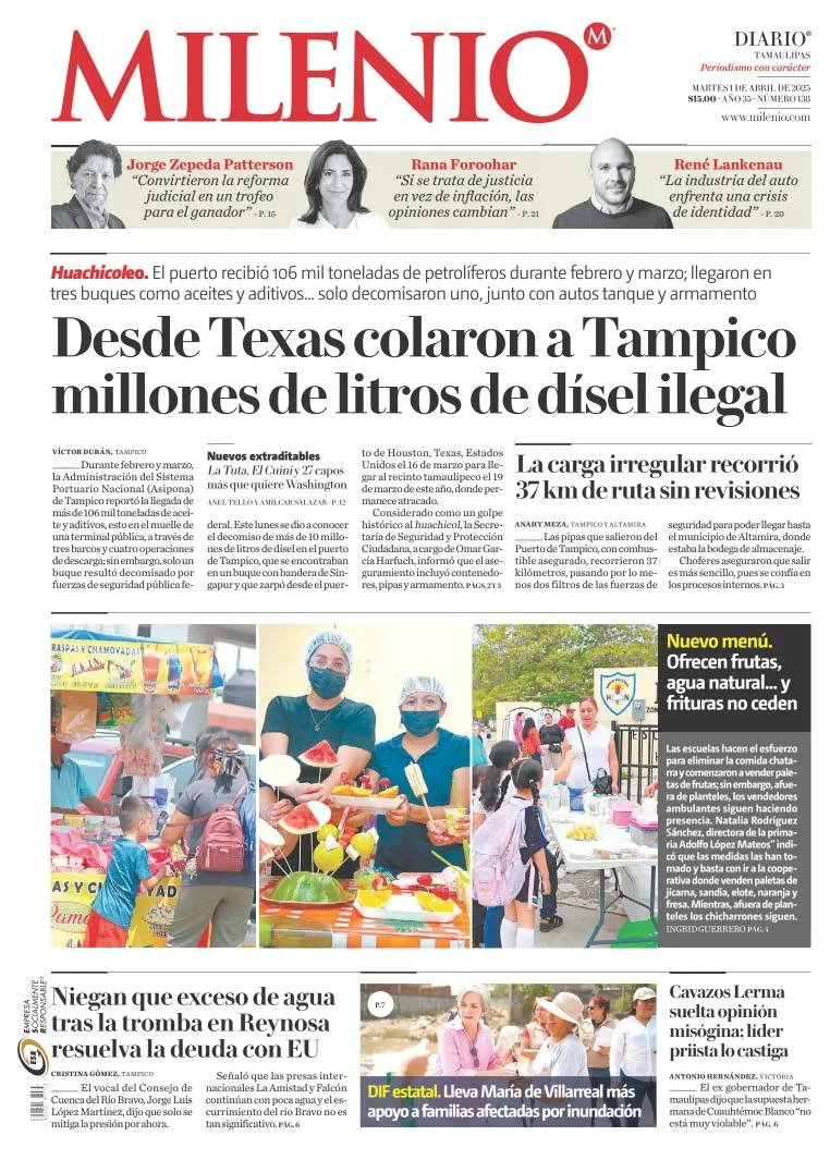 Portada de Milenio Tamaulipas del martes, 1 de abril de 2025