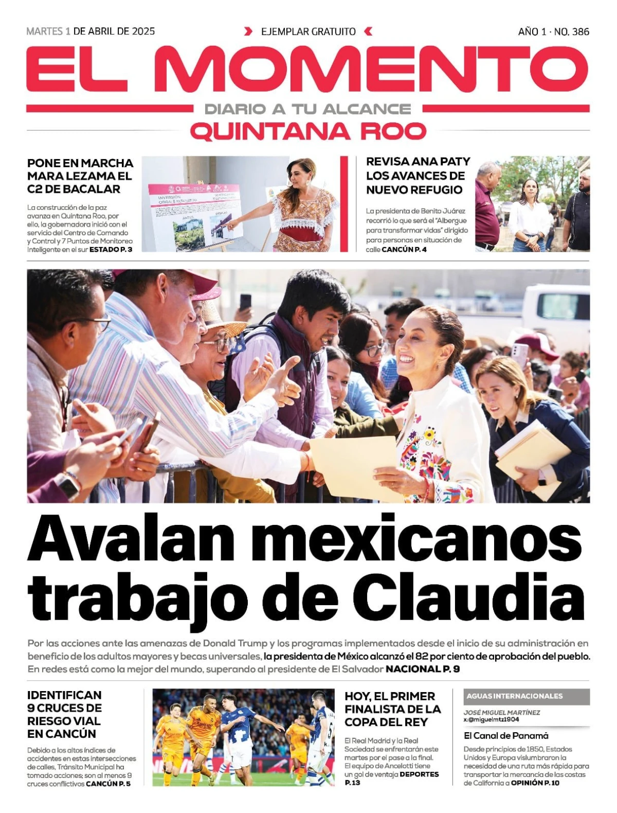 Portada de El Momento Quintana Roo del martes, 1 de abril de 2025