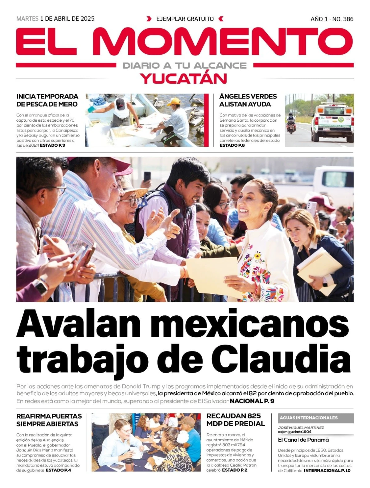Portada de El Momento Yucatan del martes, 1 de abril de 2025