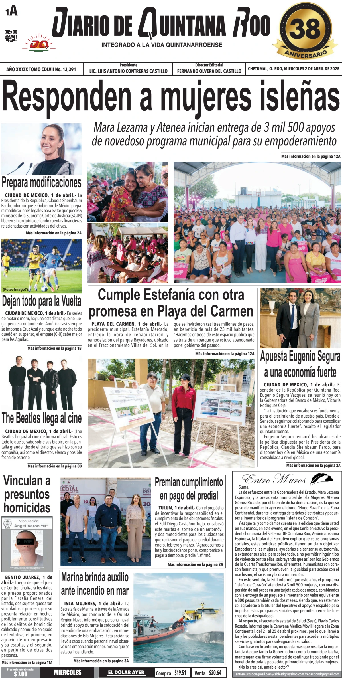 Portada de Diario de Quintana Roo (portada)