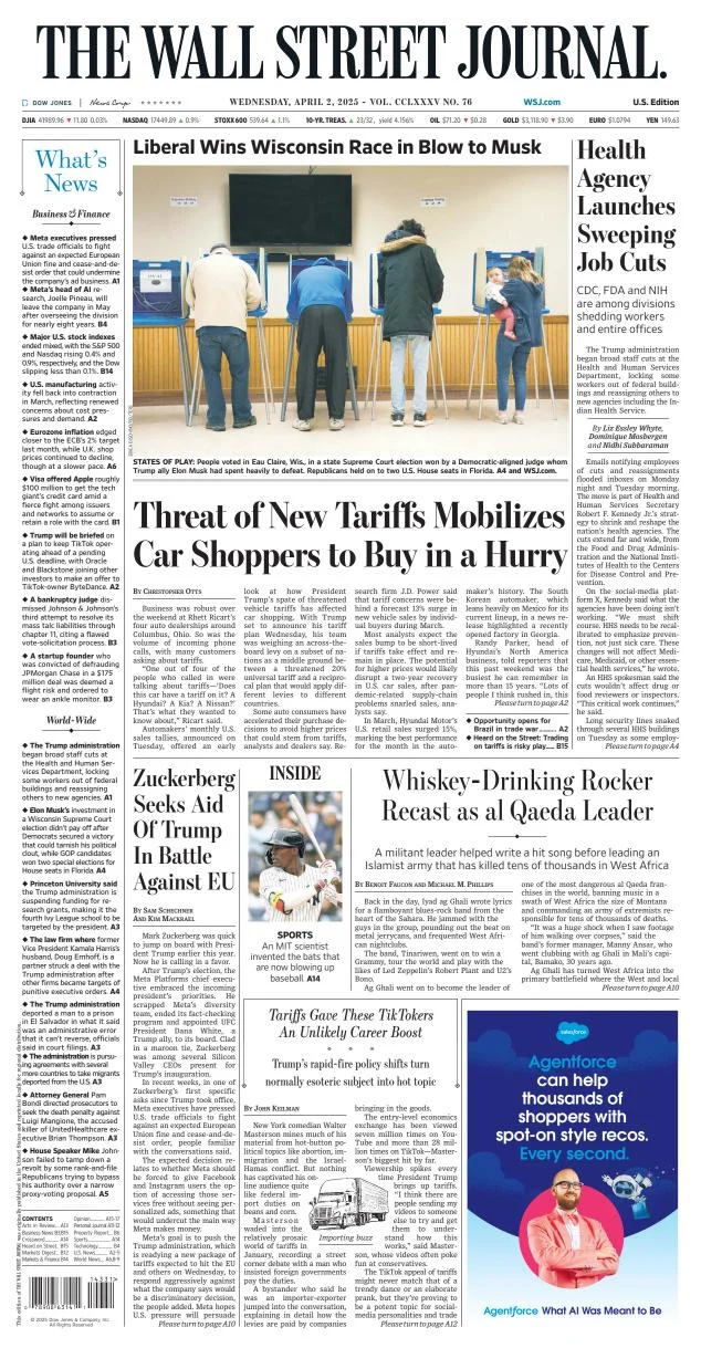 Portada de The Wall Street Journal