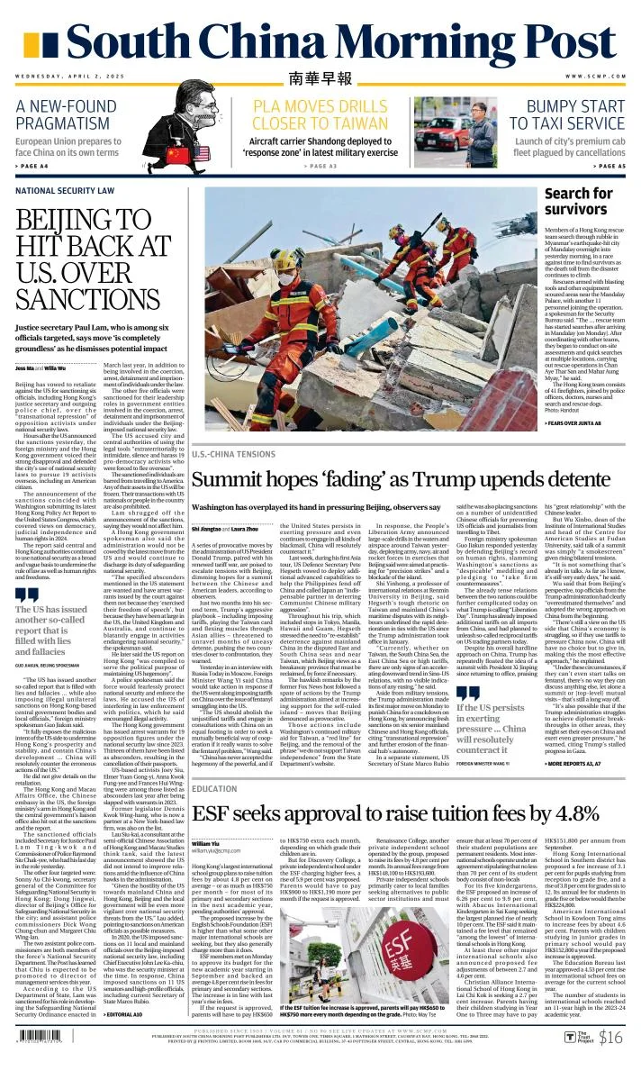 Portada de South China Morning Post