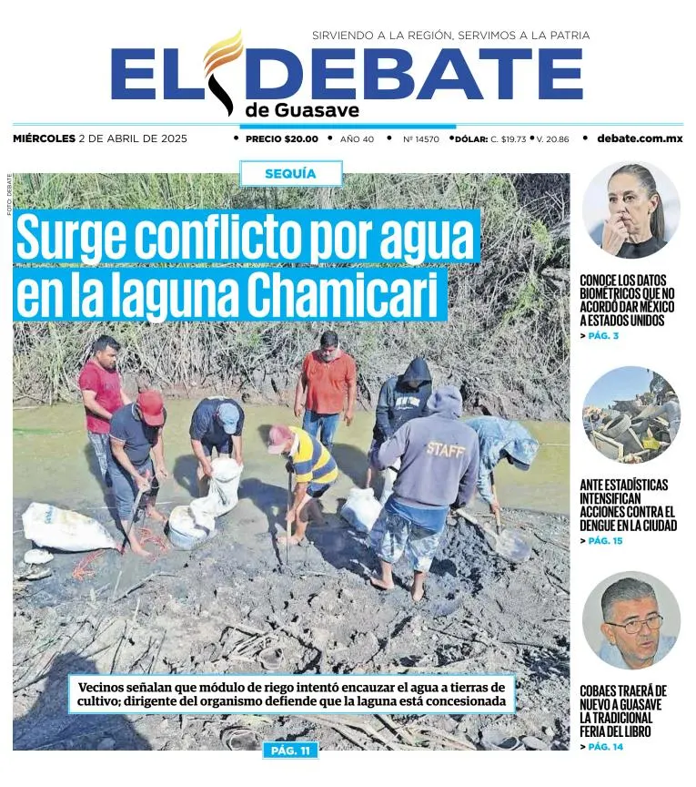 Portada de El Debate de Guasave del miércoles, 2 de abril de 2025