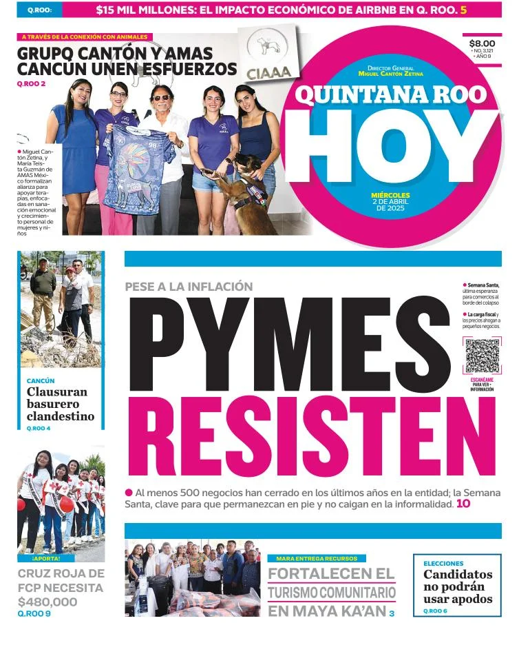 Portada de Quintana Roo Hoy del miércoles, 2 de abril de 2025
