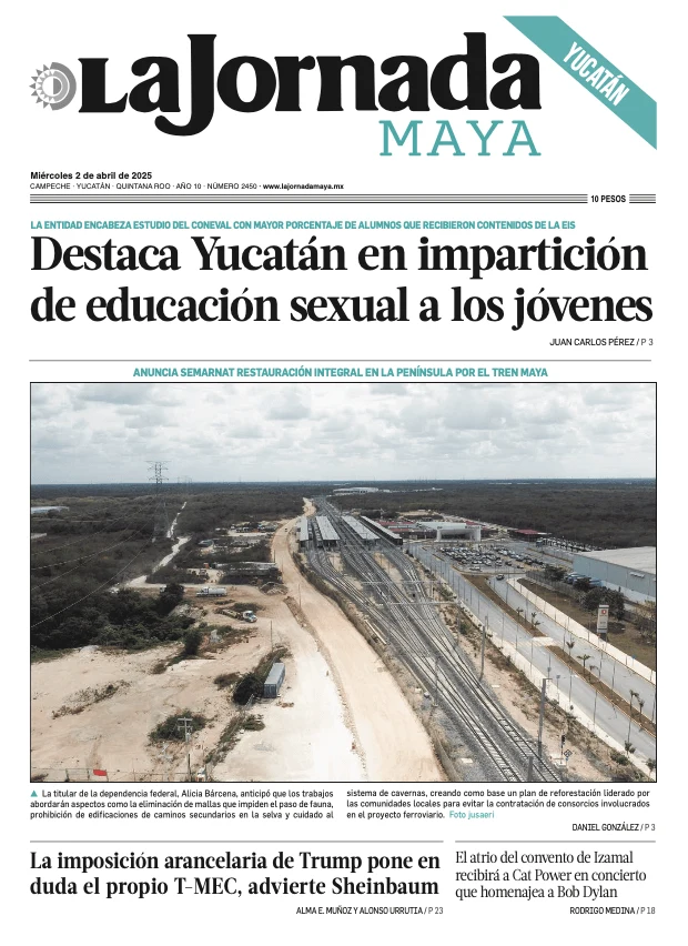 Portada de La Jornada Maya Yucatán del miércoles, 2 de abril de 2025