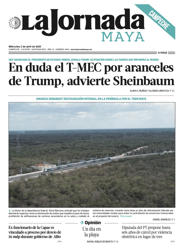 Portada de La Jornada Maya Campeche del miércoles, 2 de abril de 2025