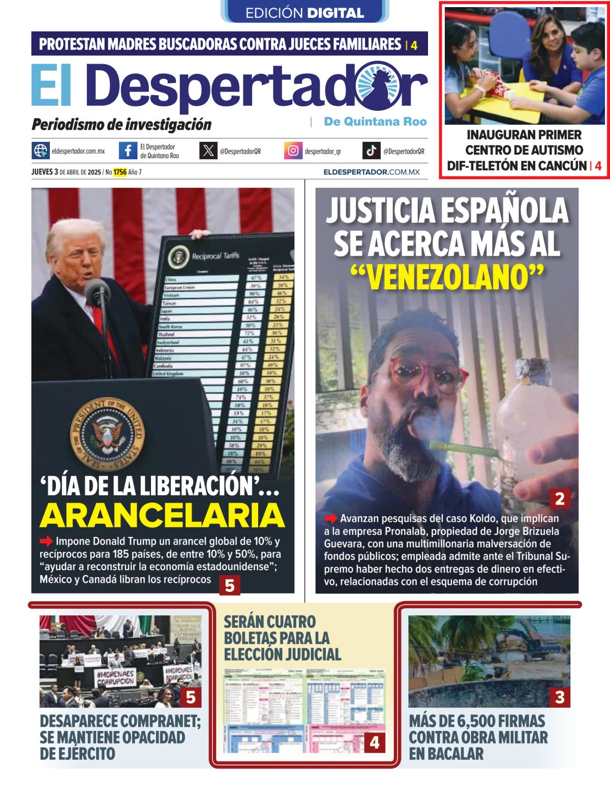 Portada de El Despertador de Quintana Roo