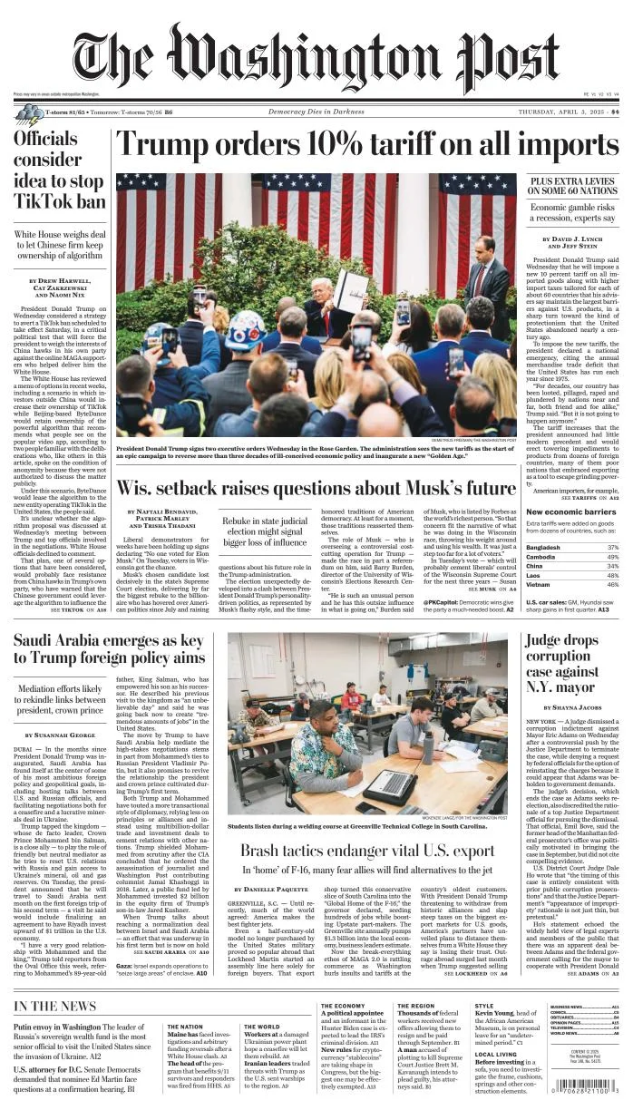 Portada de The Washington Post
