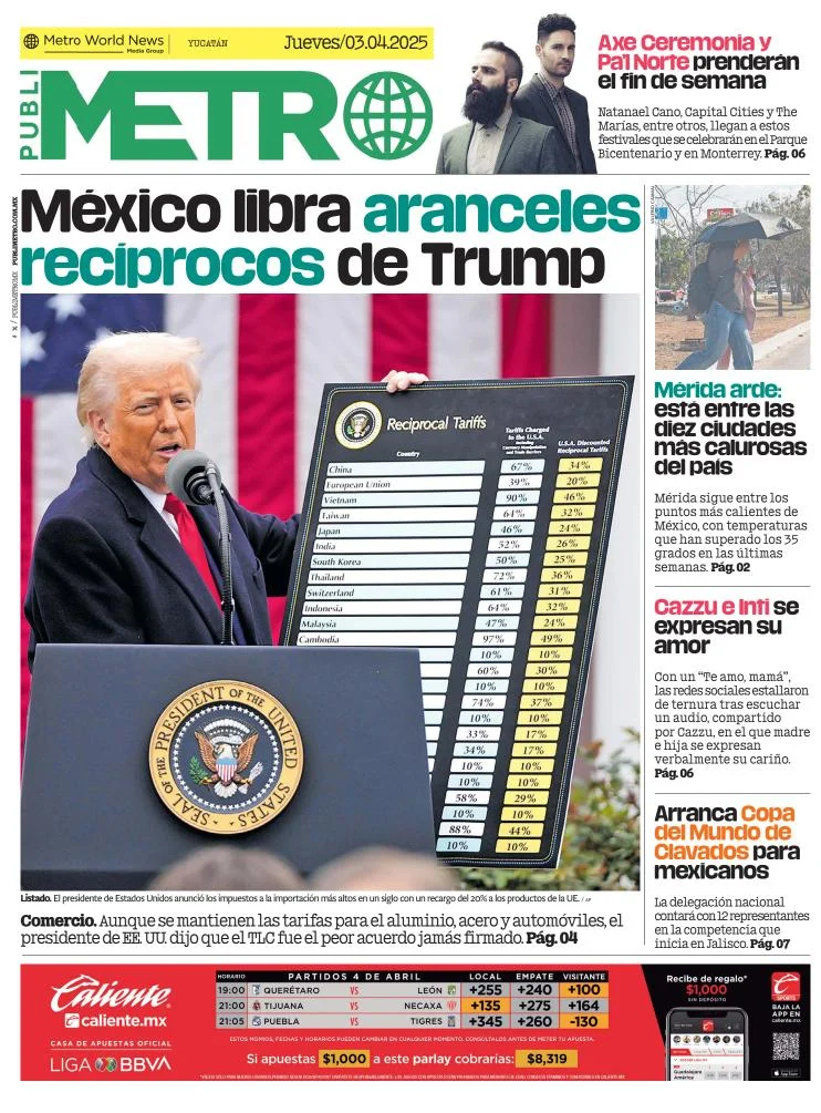 Portada de Publimetro Merida del jueves, 3 de abril de 2025