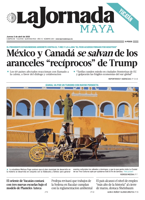 Portada de La Jornada Maya Yucatán del jueves, 3 de abril de 2025