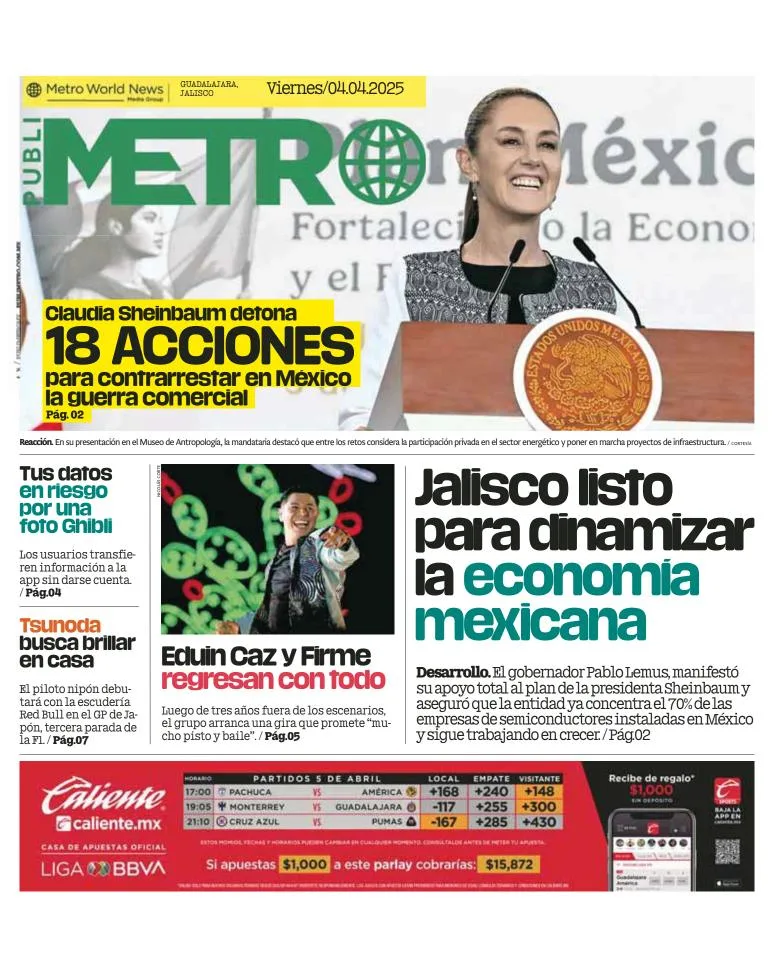 Portada de Publimetro Guadalajara