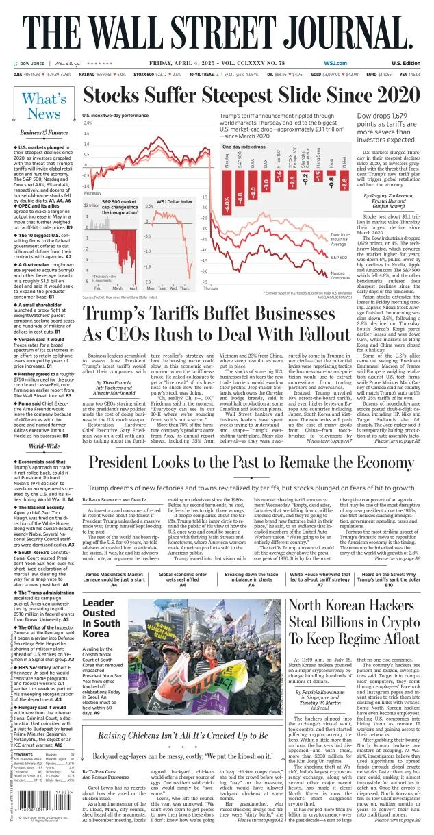 Portada de The Wall Street Journal