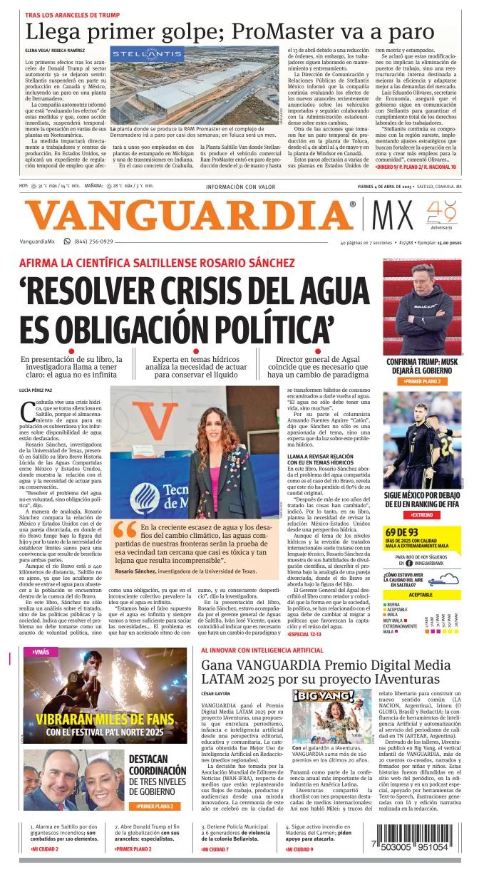 Portada de Vanguardia