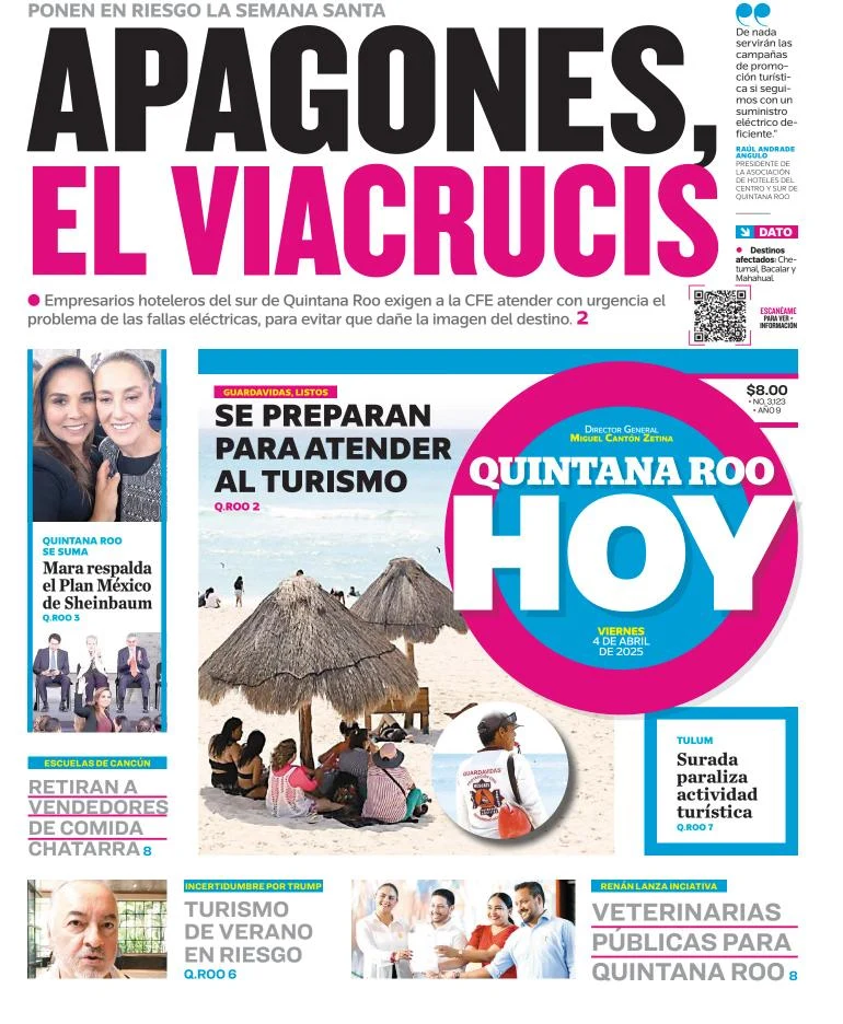 Portada de Quintana Roo Hoy del viernes, 4 de abril de 2025