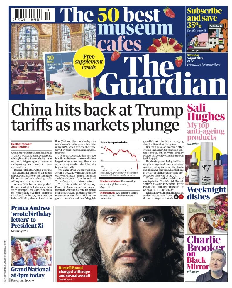 Portada de The Guardian (reino Unido)