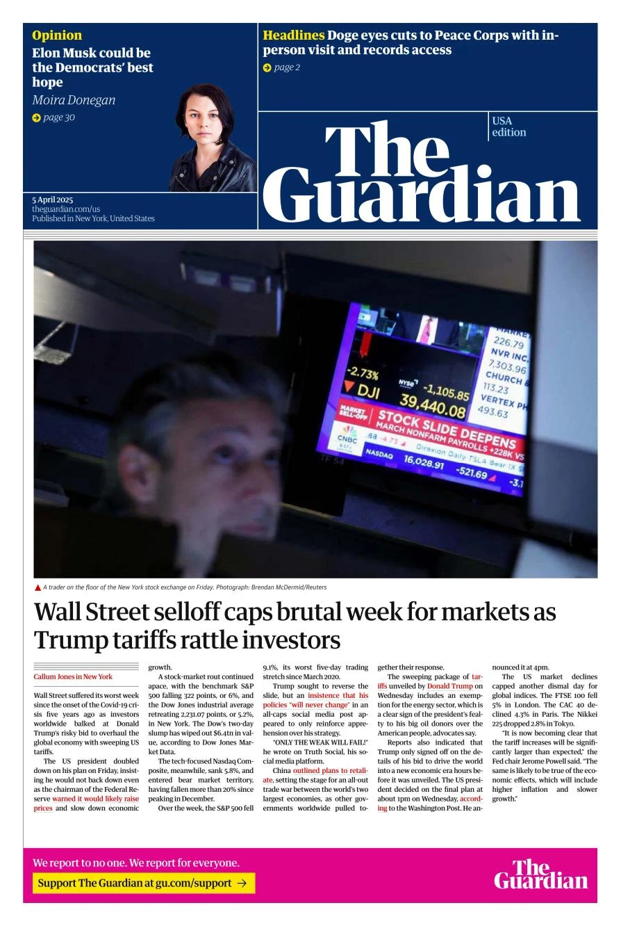 Portada de The Guardian (usa)