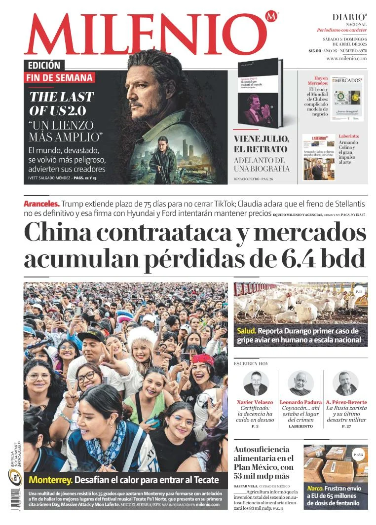 Portada de Milenio del sábado, 5 de abril de 2025
