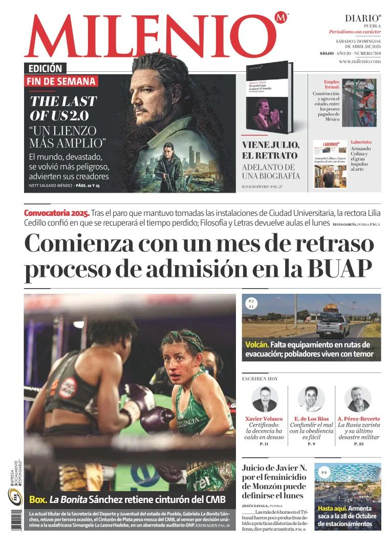 Portada de Milenio Puebla del sábado, 5 de abril de 2025