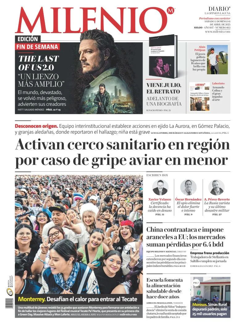 Portada de Milenio Laguna del sábado, 5 de abril de 2025