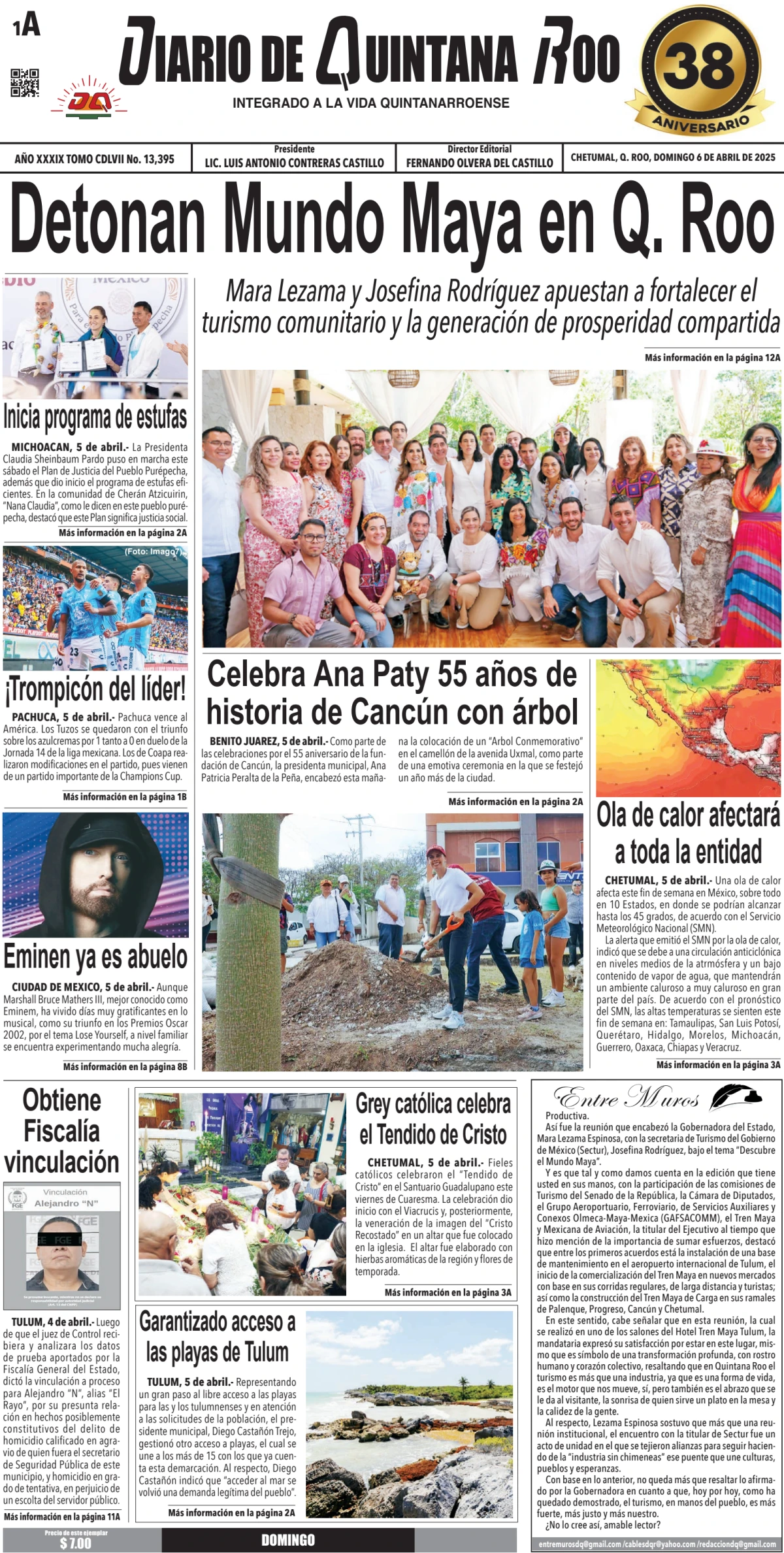 Portada de Diario de Quintana Roo (portada)