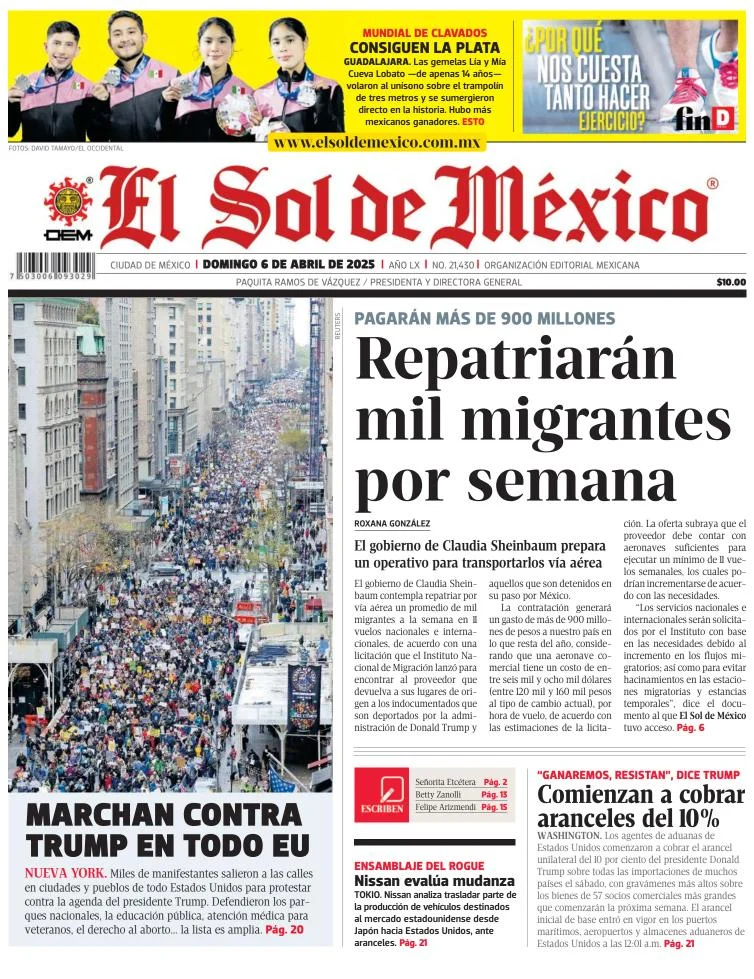 Portada de El Sol de Mexico