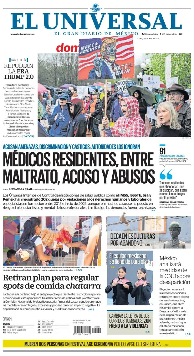 Portada de El Universal