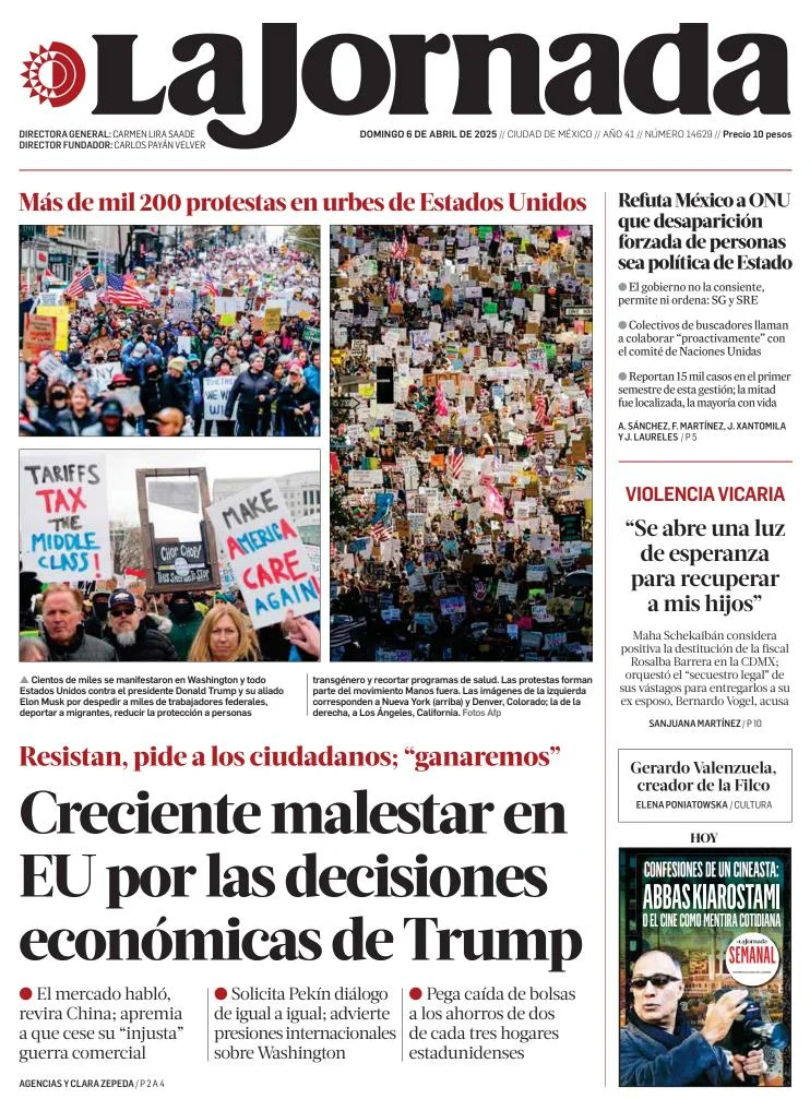 Portada de La Jornada