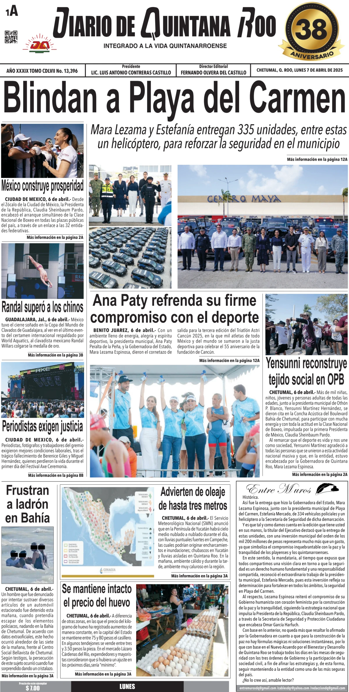 Portada de Diario de Quintana Roo (portada)