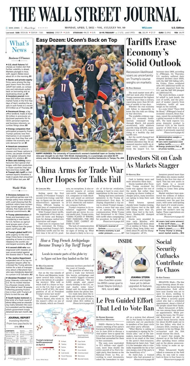 Portada de The Wall Street Journal