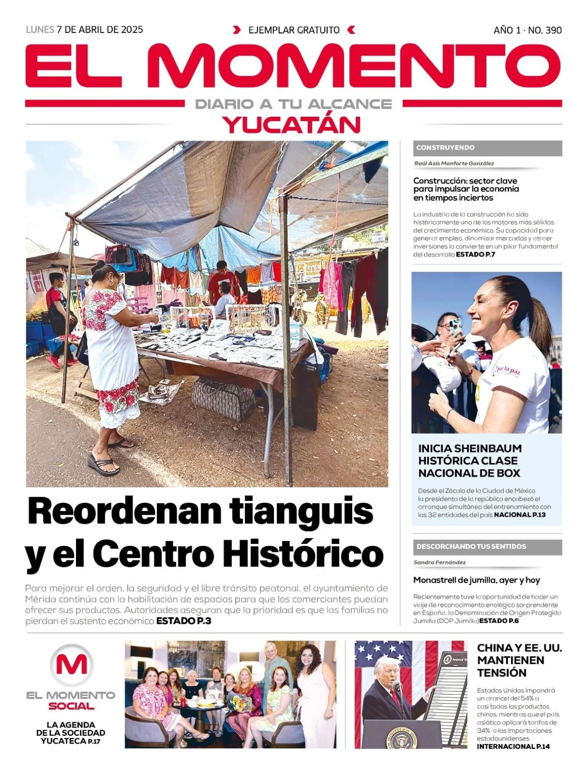 Portada de El Momento Yucatan del lunes, 7 de abril de 2025