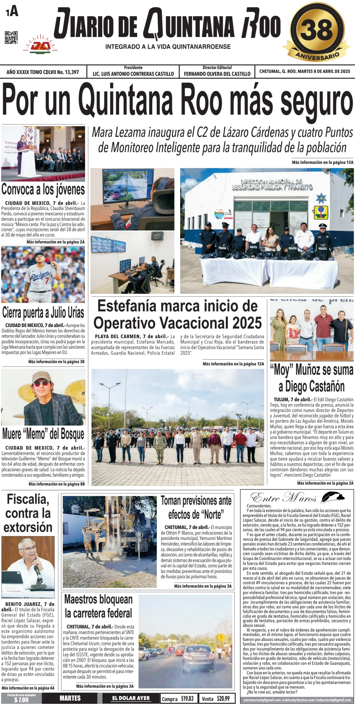 Portada de Diario de Quintana Roo (portada)