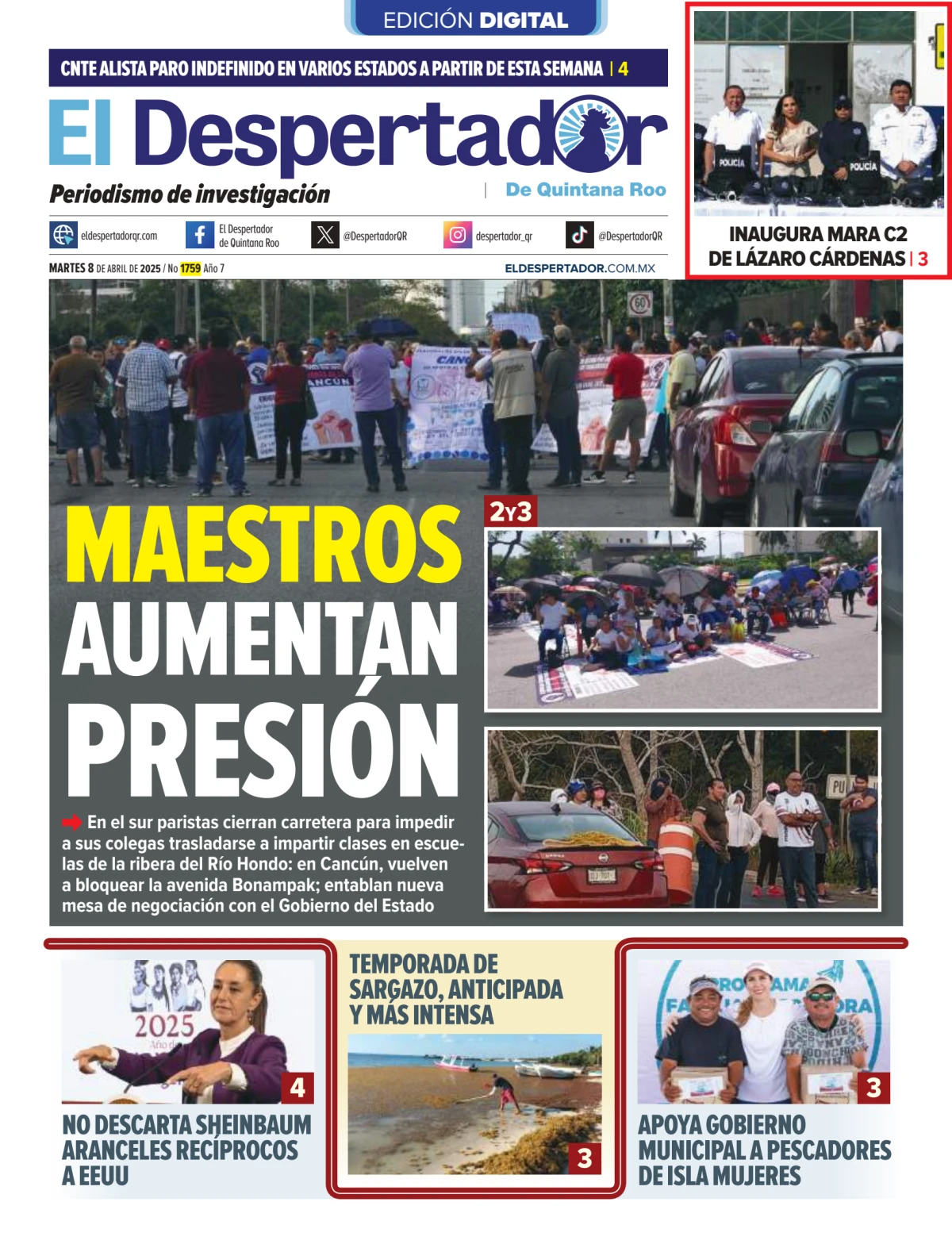 Portada de El Despertador de Quintana Roo