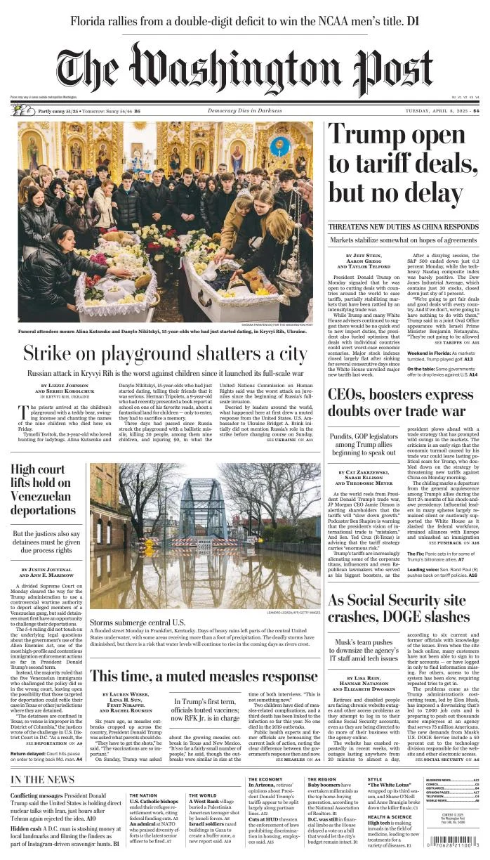 Portada de The Washington Post