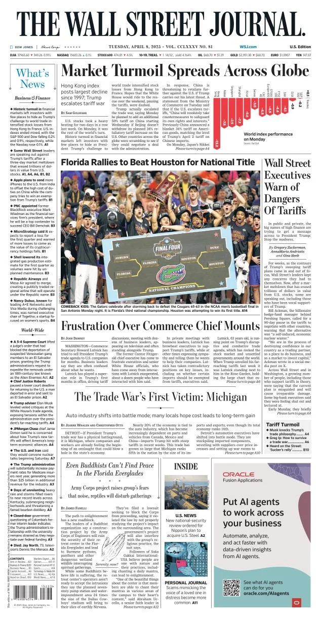 Portada de The Wall Street Journal