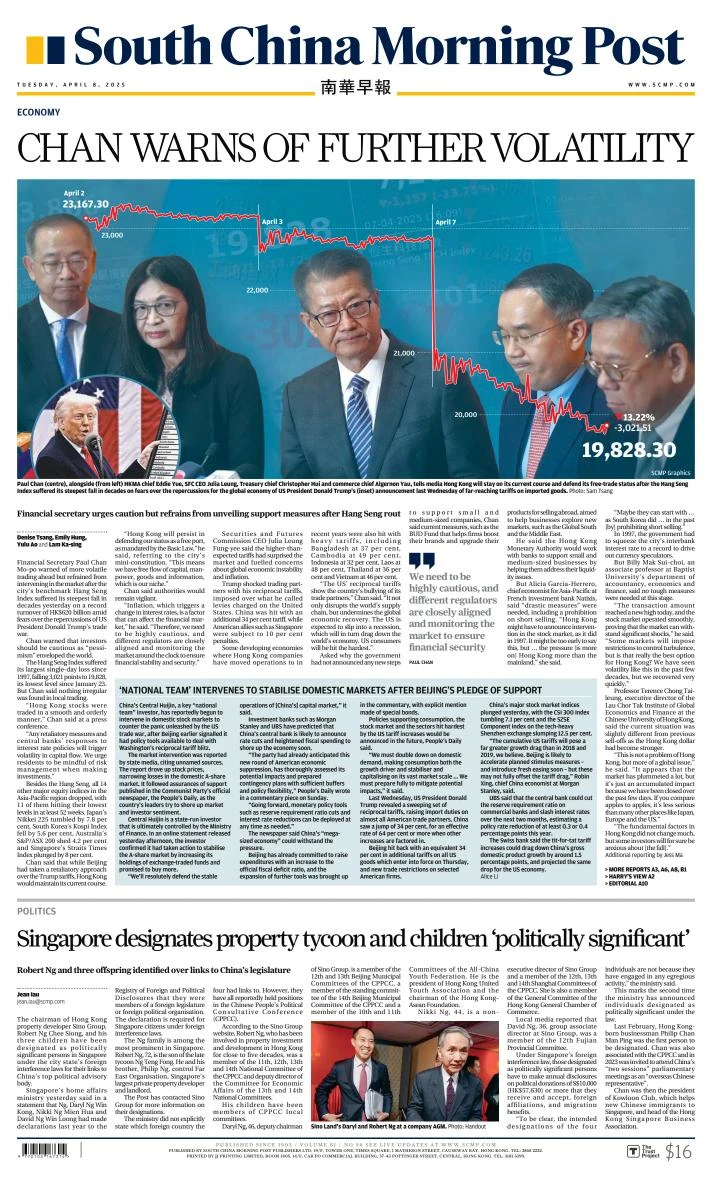 Portada de South China Morning Post
