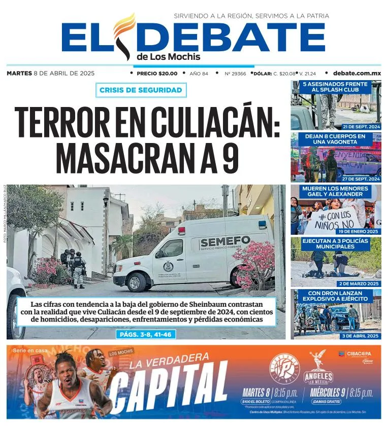 Portada de El Debate de los Mochis del martes, 8 de abril de 2025