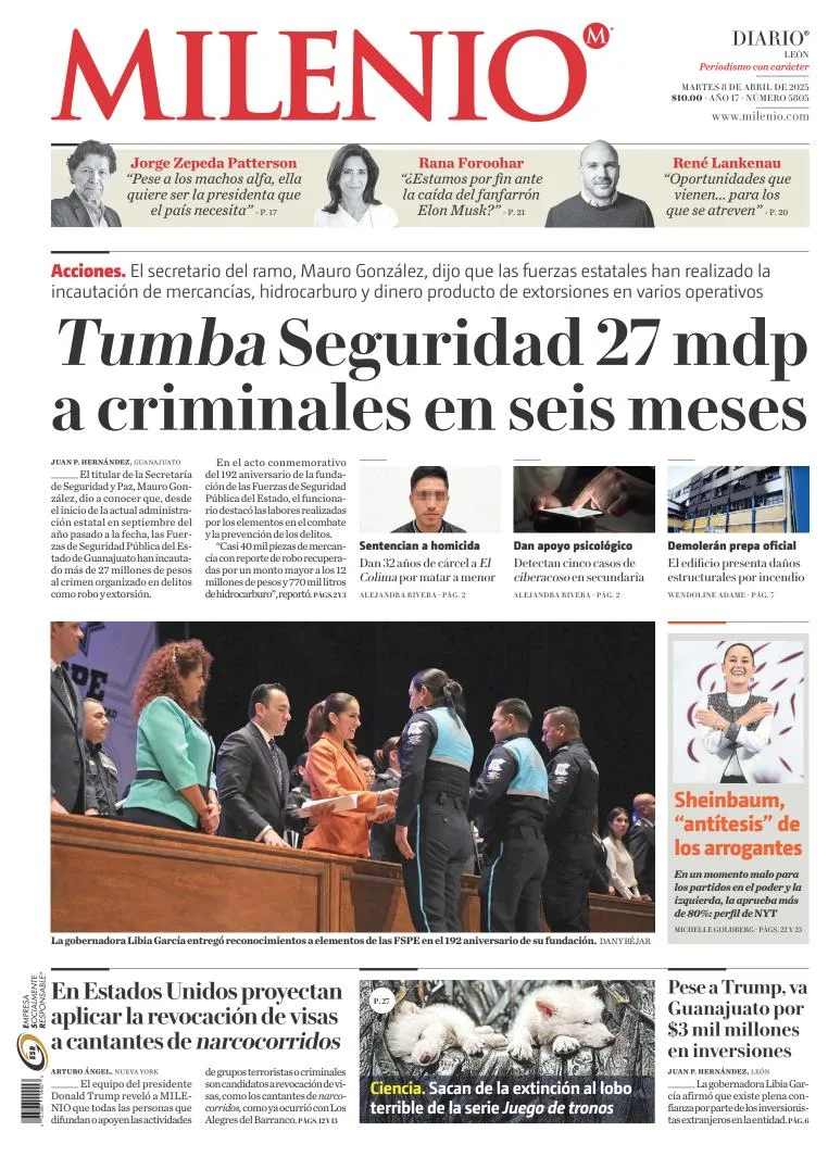 Portada de Milenio Leon del martes, 8 de abril de 2025