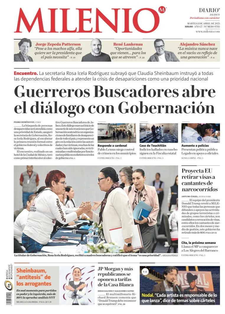 Portada de Milenio Jalisco del martes, 8 de abril de 2025