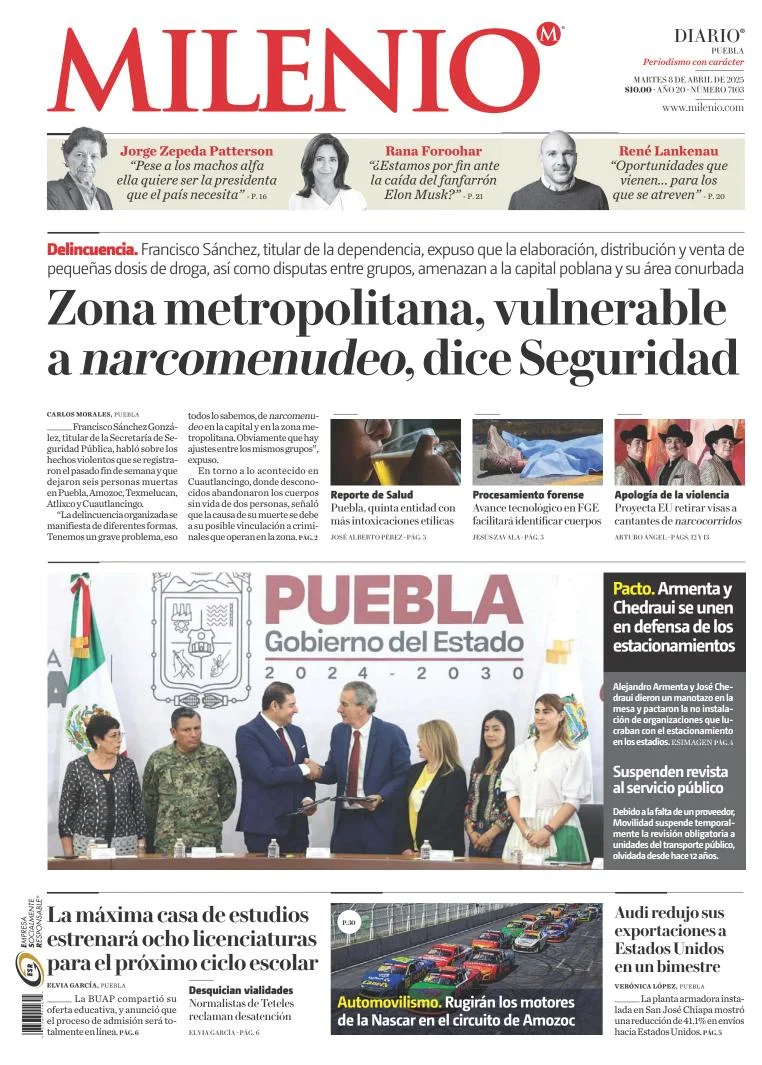 Portada de Milenio Puebla del martes, 8 de abril de 2025