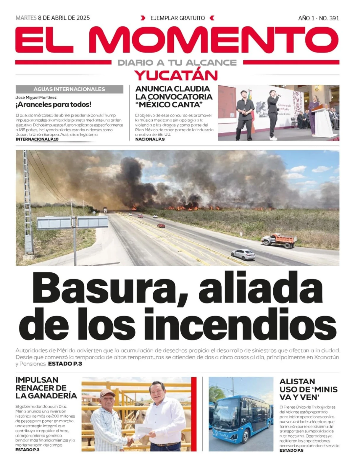 Portada de El Momento Yucatan del martes, 8 de abril de 2025