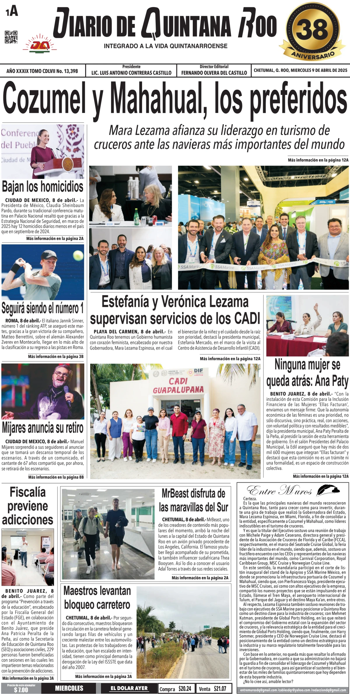 Portada de Diario de Quintana Roo (portada)