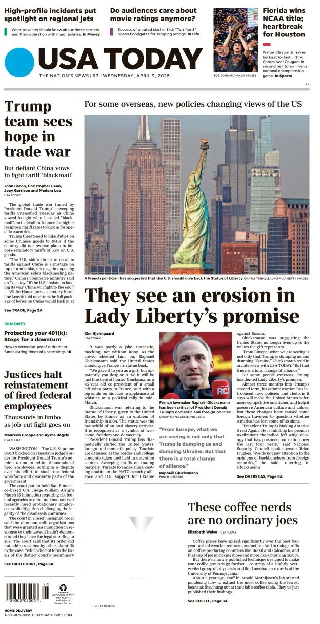 Portada de Usa Today