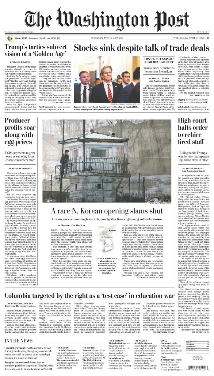 Portada de The Washington Post