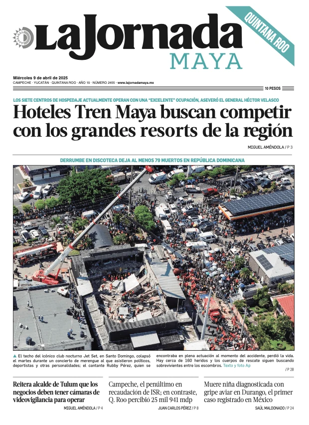 Portada de La Jornada Maya Quintana Roo del miércoles, 9 de abril de 2025