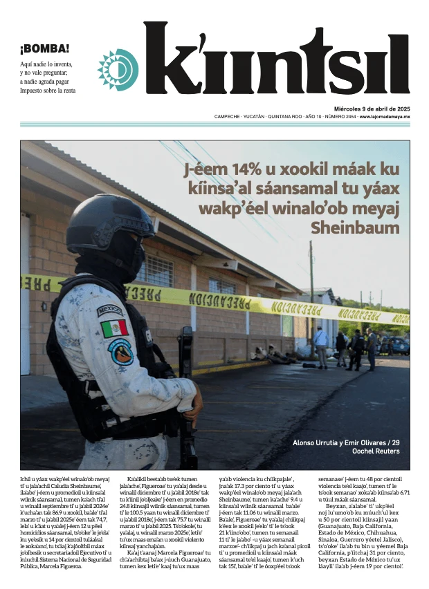 Portada de La Jornada - Kiintsil del miércoles, 9 de abril de 2025