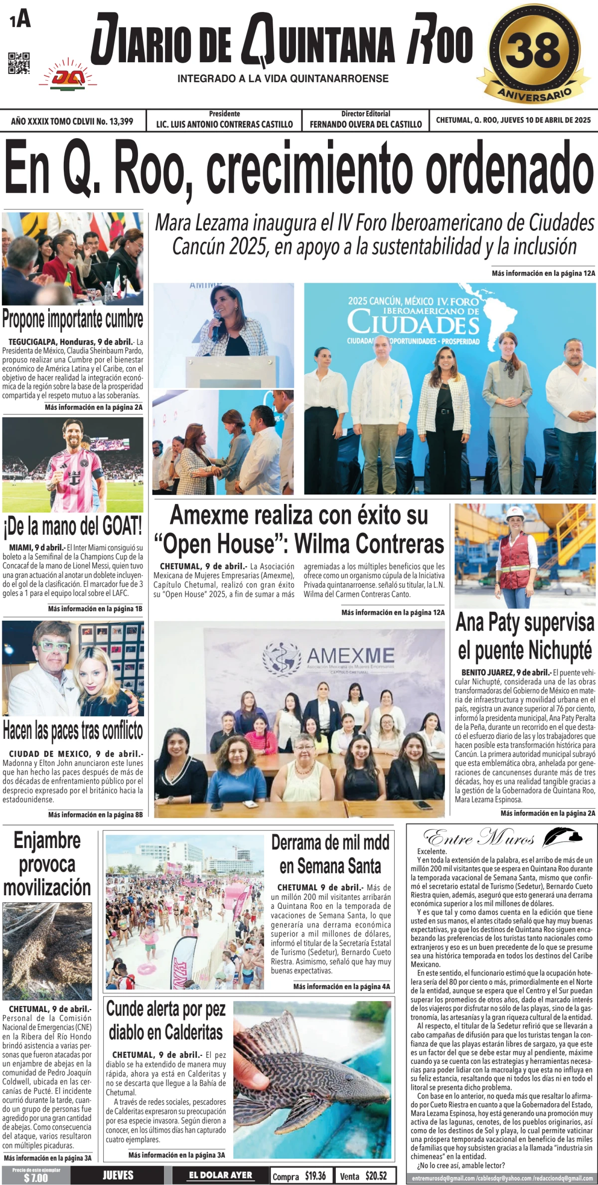 Portada de Diario de Quintana Roo (portada)