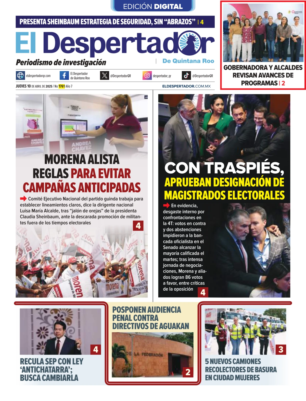 Portada de El Despertador de Quintana Roo