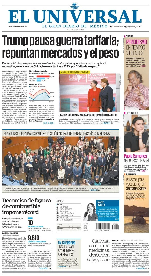 Portada de El Universal
