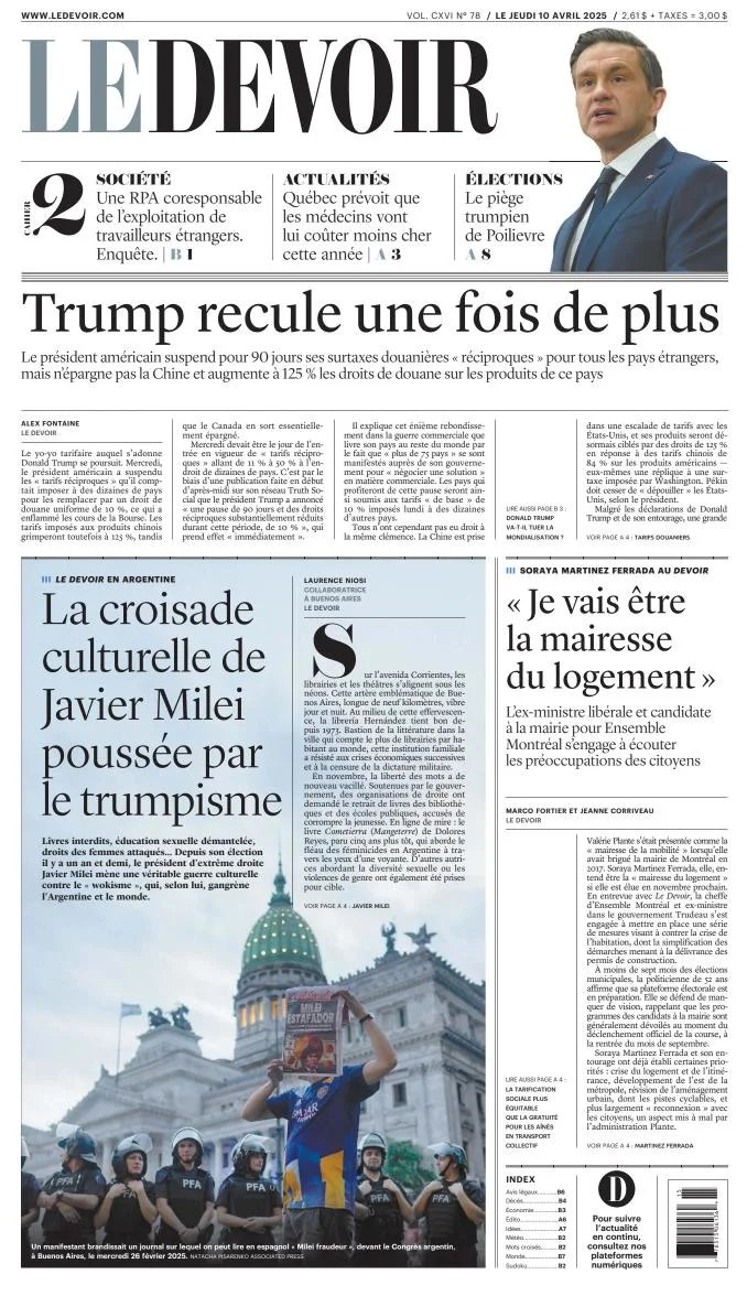 Portada de Le Devoir