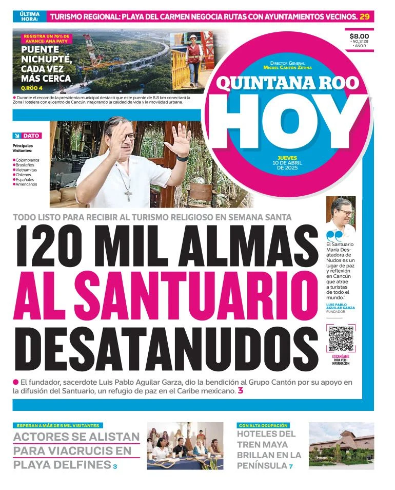 Portada de Quintana Roo Hoy del jueves, 10 de abril de 2025